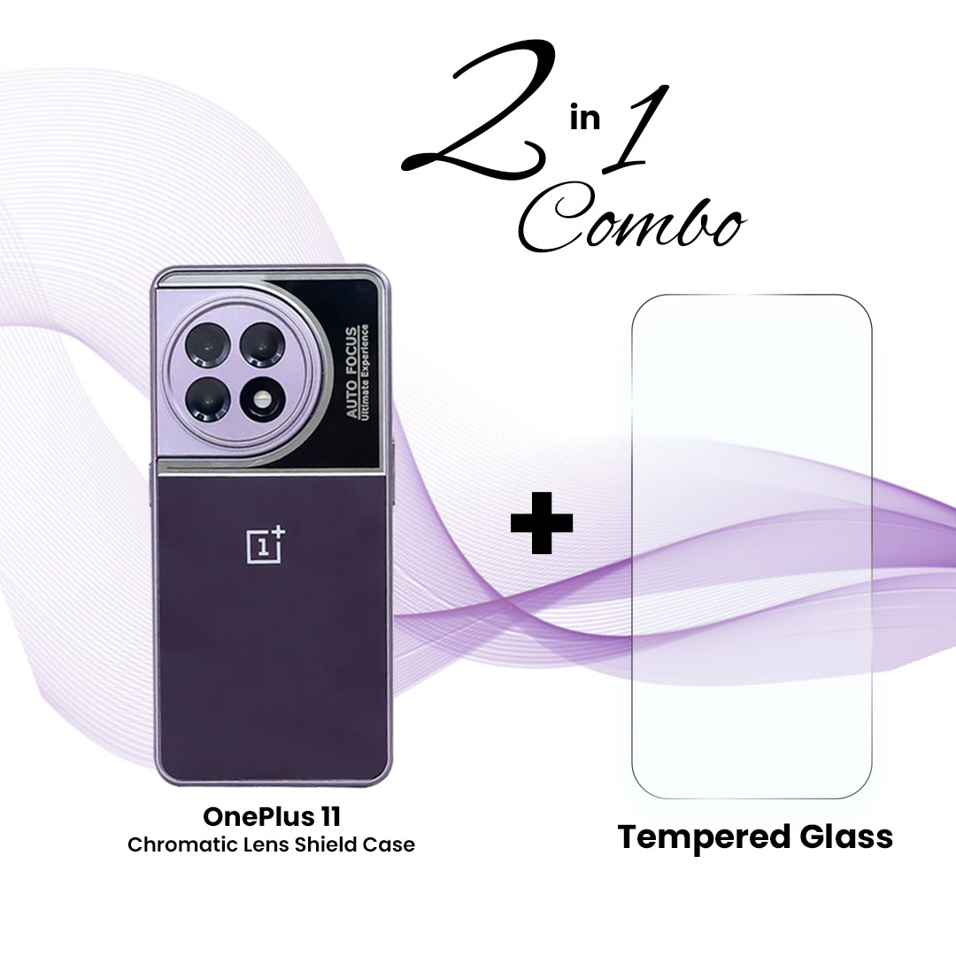 OnePlus (2 in 1 Combo) - Chromatic Lens Shield Case + Tempered Glass