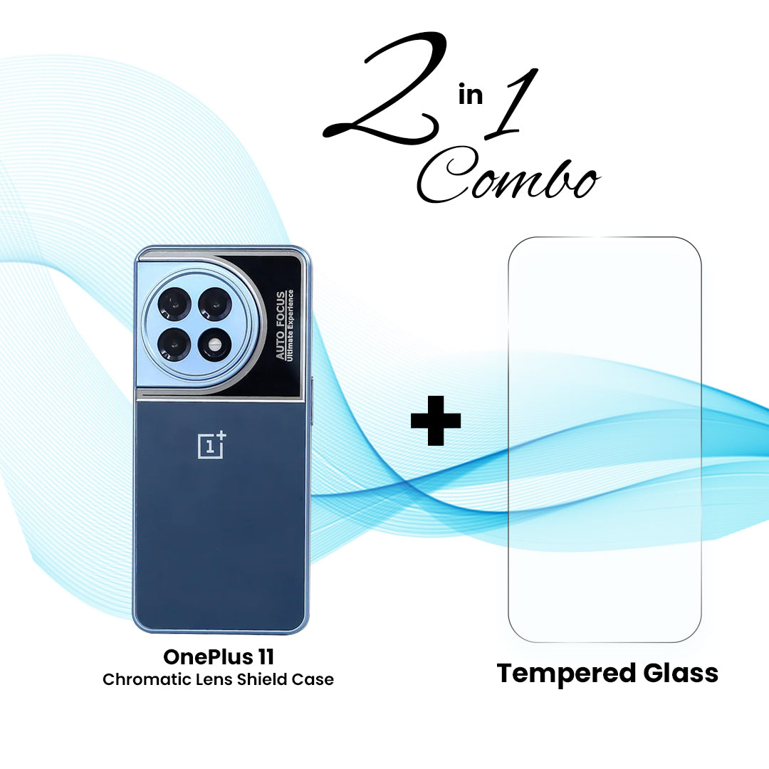 OnePlus (2 in 1 Combo) - Chromatic Lens Shield Case + Tempered Glass