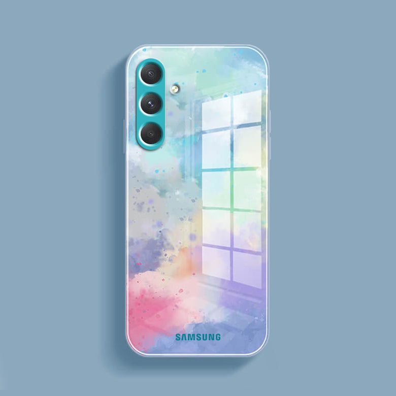 Watercolor Splatter Glass Back Case - Samsung