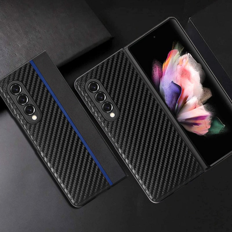 Galaxy Z Fold4 Frosted Carbon Fiber PU Leather Protective Case