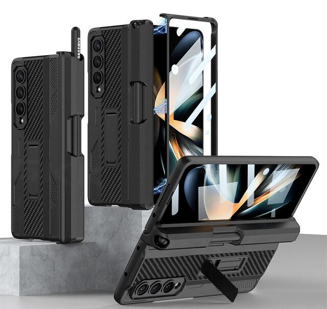 Galaxy Z Fold4 Armor Kickstand Case With Pen Holder