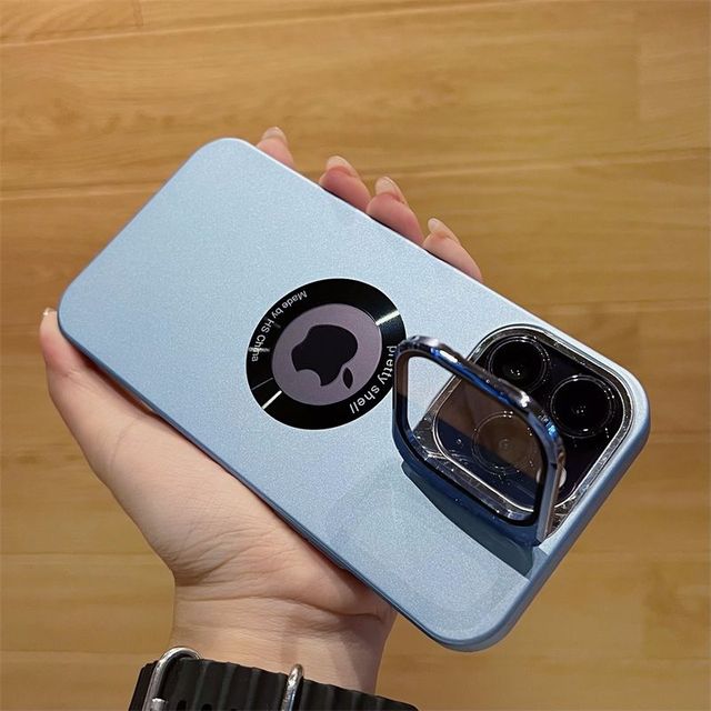 iPhone 13 Series Luxury Camera Protector Stand Case With Logo Cut