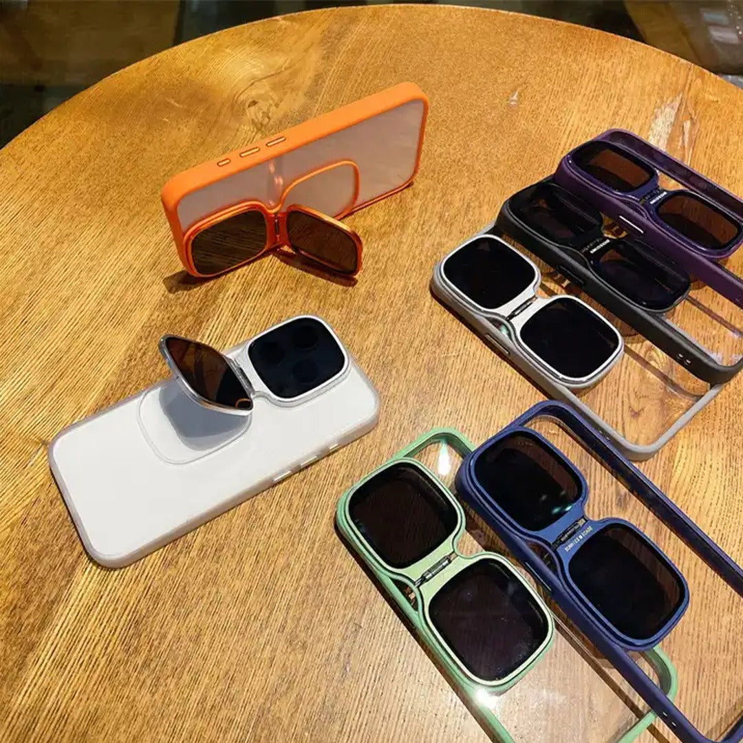 iPhone 15 Series Eclipse Metal Stand Sunglasses Case