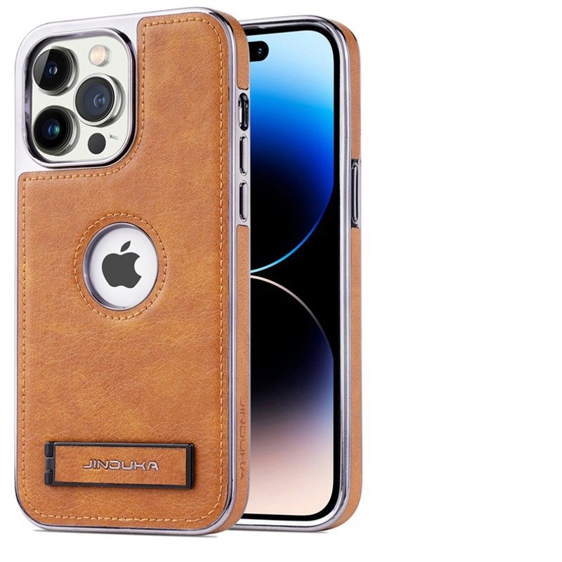 iPhone 15 Series Genuine Leather Bracket Holder Case