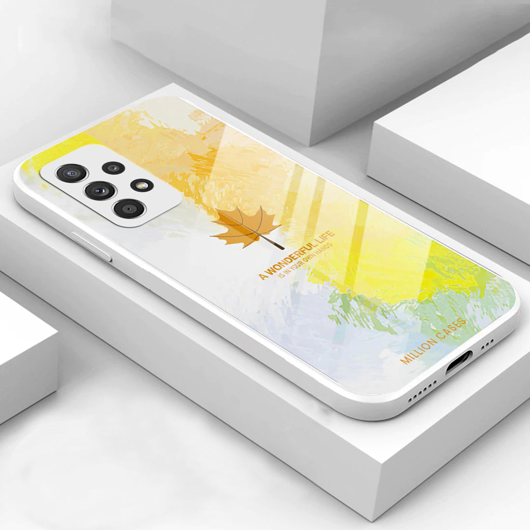 Watercolor Mapple Leaf Glass Case - Samsung