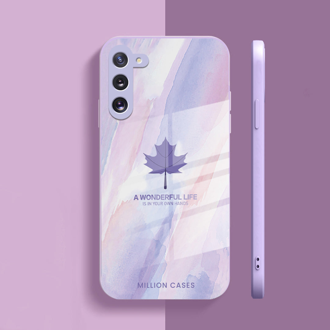 Galaxy Series Watercolor Mapple Leaf Glass Case