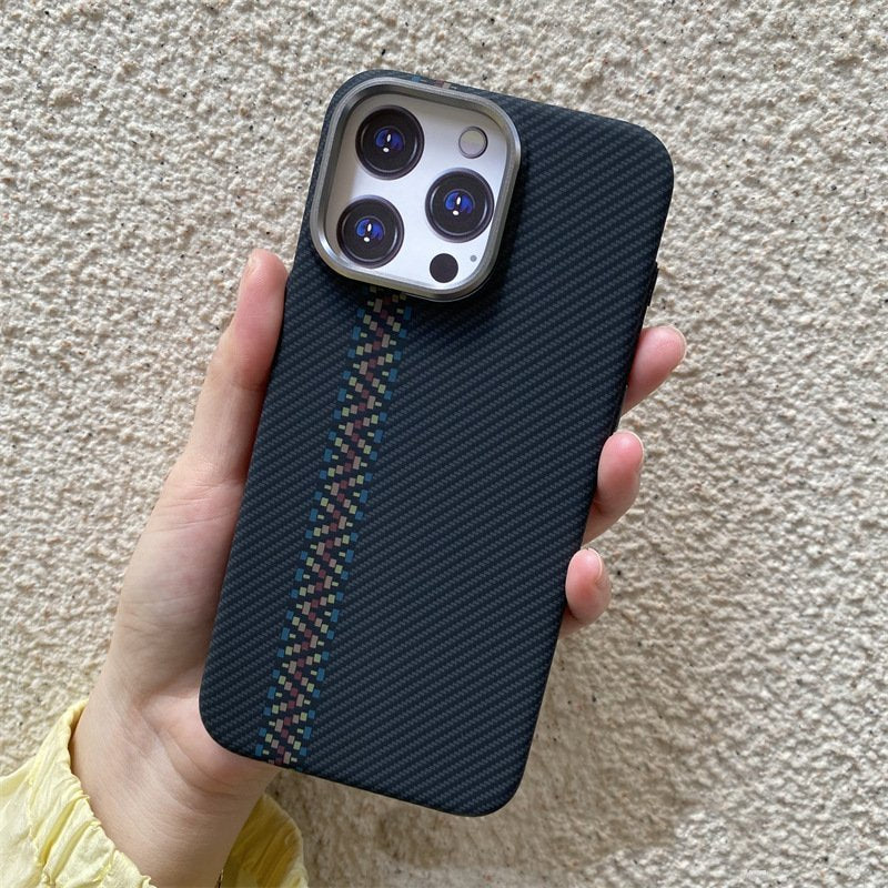 Embossed Carbon Fiber Magnetic Case - iPhone