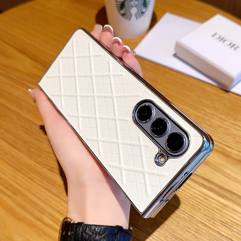 Galaxy Z Fold6 Premium Diamond Pattern Leather Case