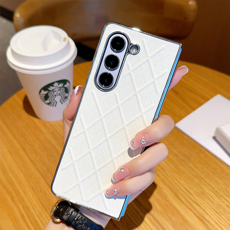 Galaxy Z Fold6 Premium Diamond Pattern Leather Case