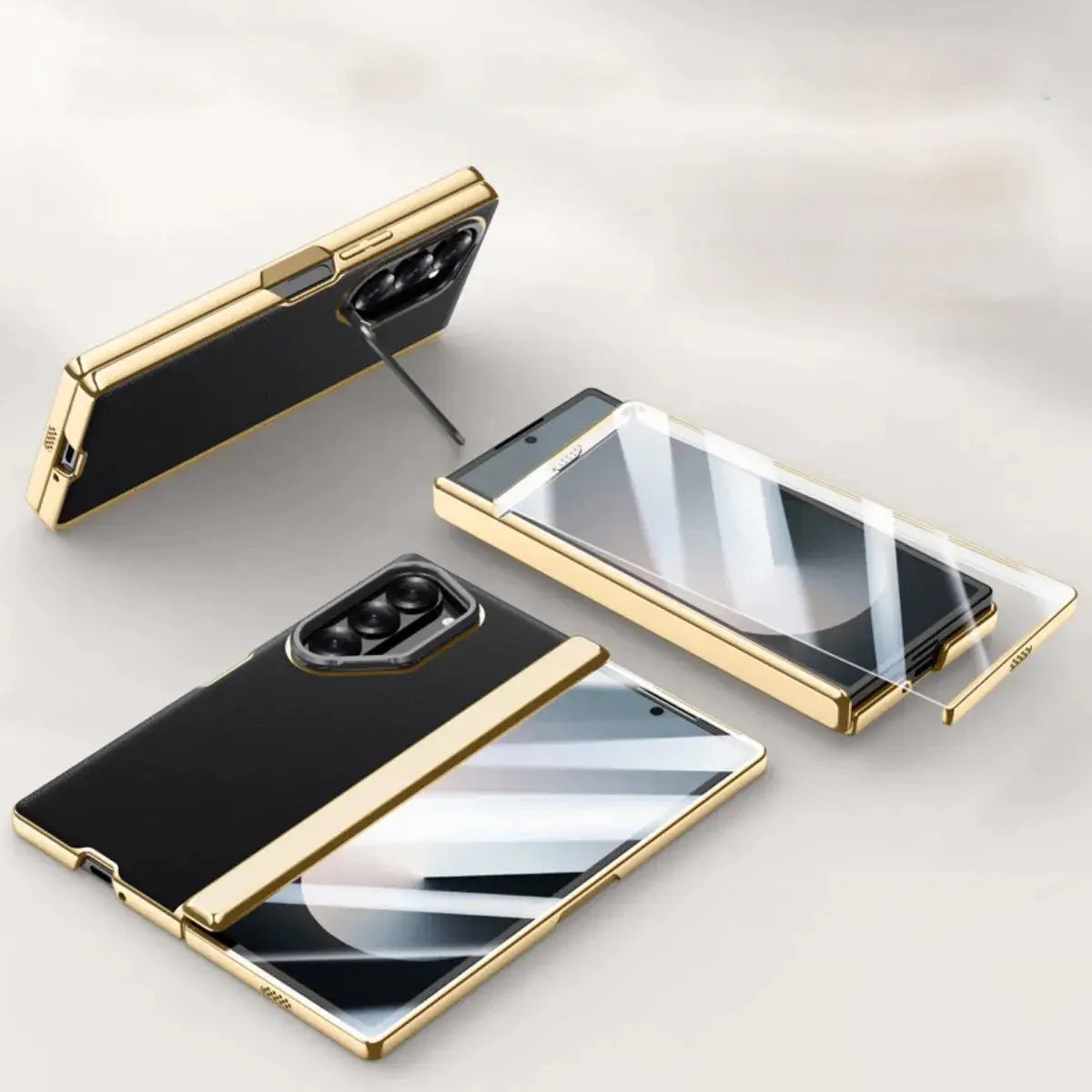 Galaxy Z Fold6 Prestigious Alloy Bracket Leather Case