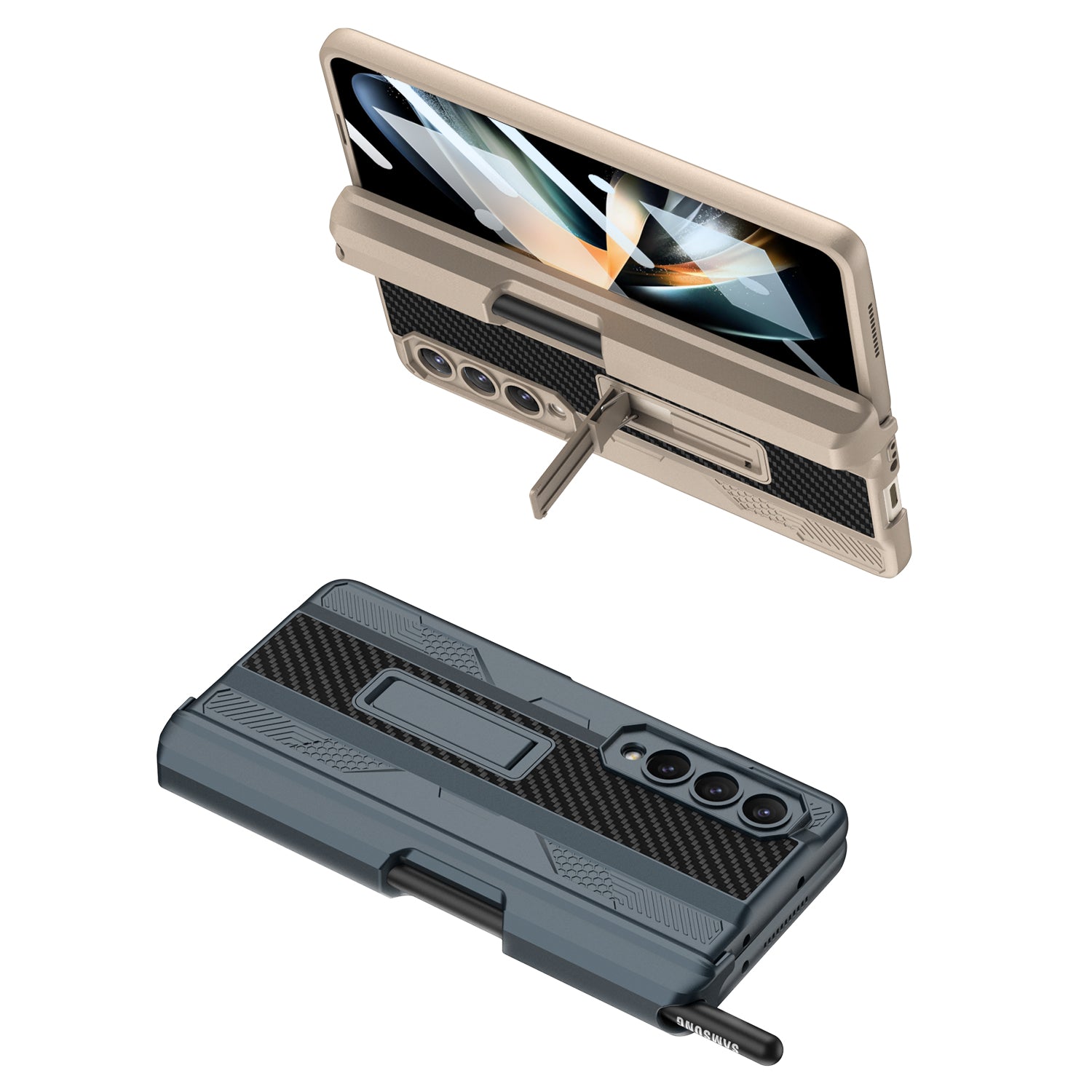 Galaxy Z Fold4 Armor Kickstand Case With Pen Holder