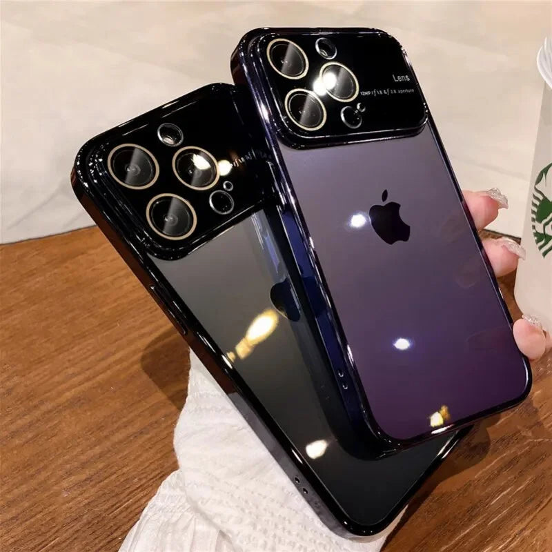 iPhone 15 Series Luxury Plating Transparent Window Lens Case