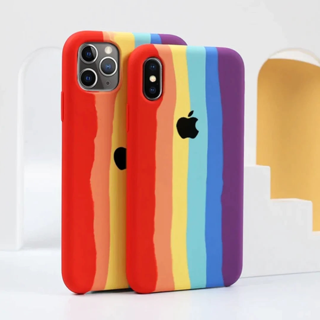 iPhone 13 Series Rainbow Liquid Silicone Logo Case