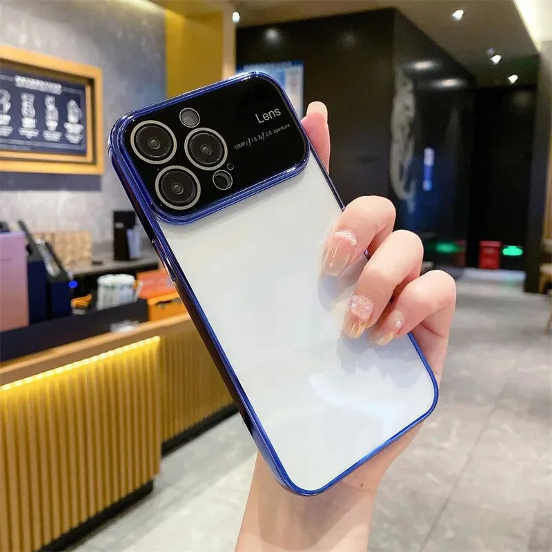 iPhone 15 Series Luxury Plating Transparent Window Lens Case