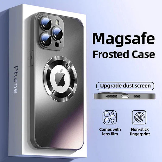 Magnetic Frosted Glass Camera Lens Film Phone Case For iPhone