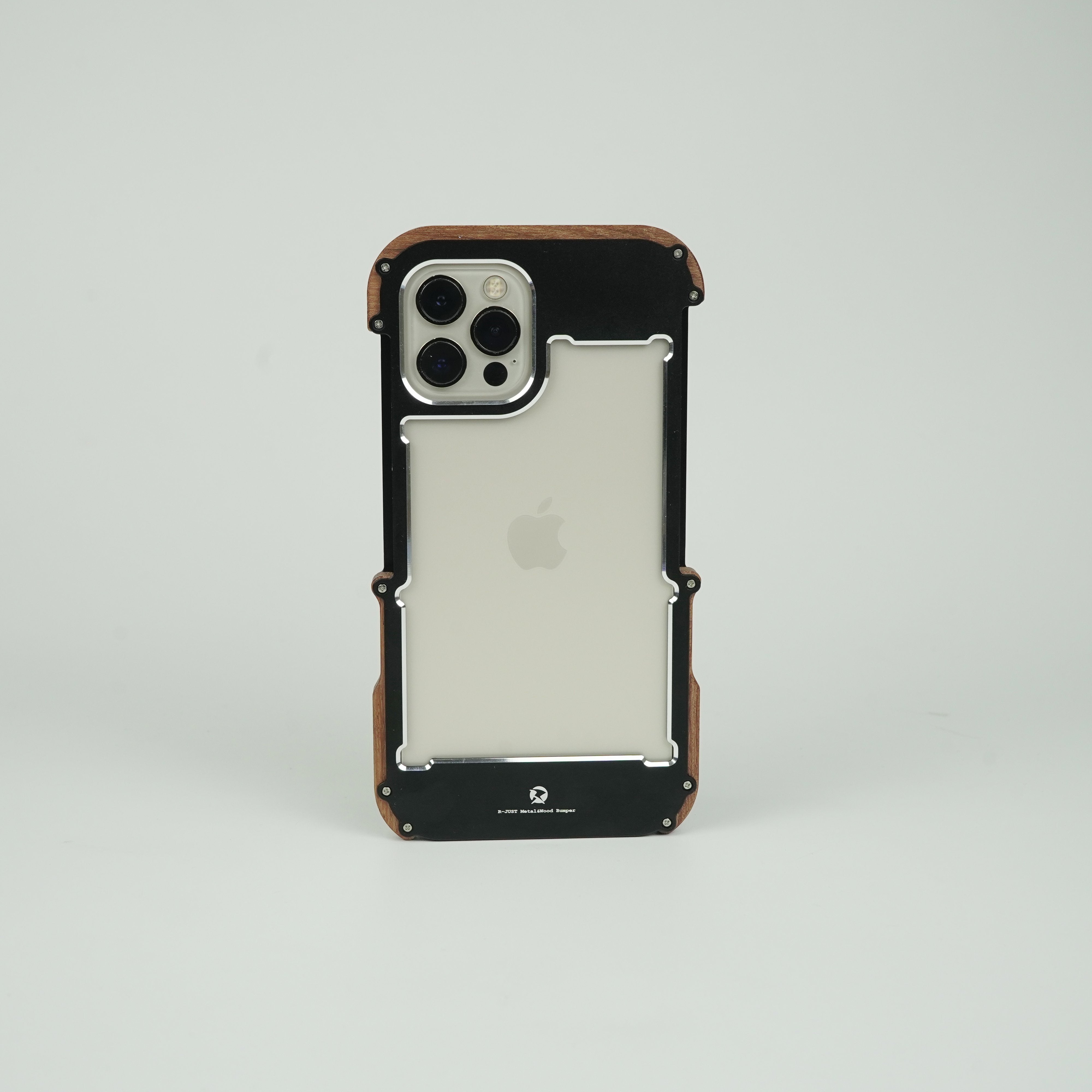 R-Just Aluminium Natural Wood Anti Shock Bumper Case - iPhone