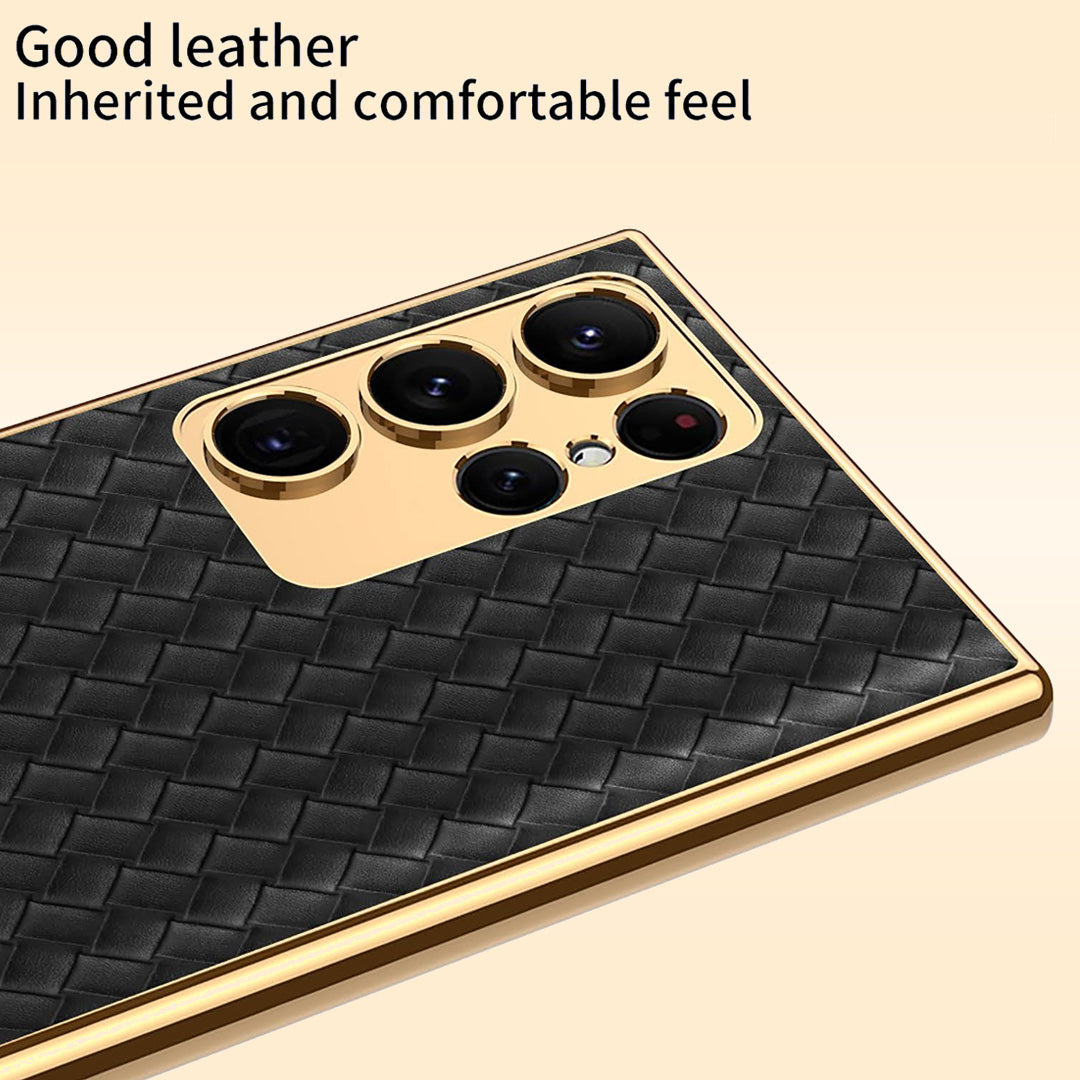 Leather Woven Gold Plated Case - Samsung