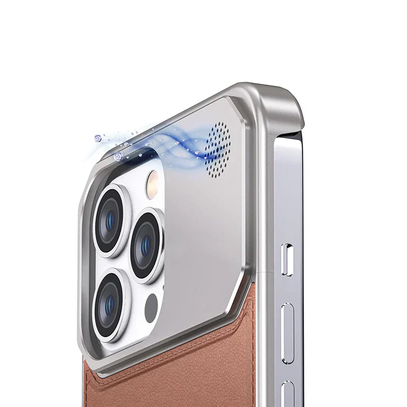 Genuine Vegan Leather Phone Case With Titanium Frame