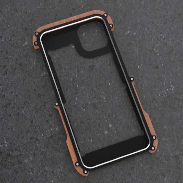 iPhone 13 Pro R-Just Aluminium & Natural Wood Anti-shock Bumper Case