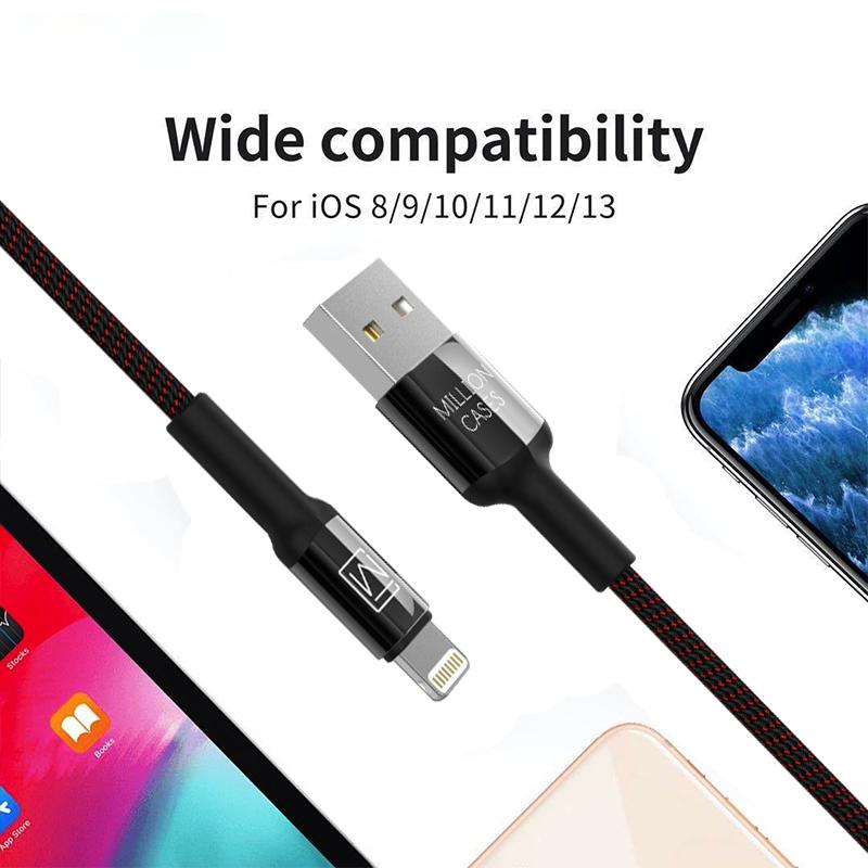 Million Cases Auto Disconnect Fast Charging Braided Lightning Cable