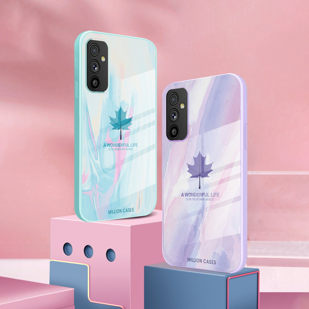 Galaxy M52 Watercolor Mapple Leaf Glass Case