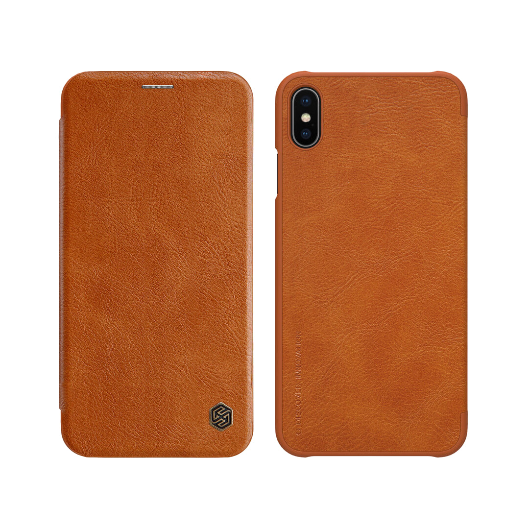 iPhone XS Max Genuine QIN Leather Flip Case