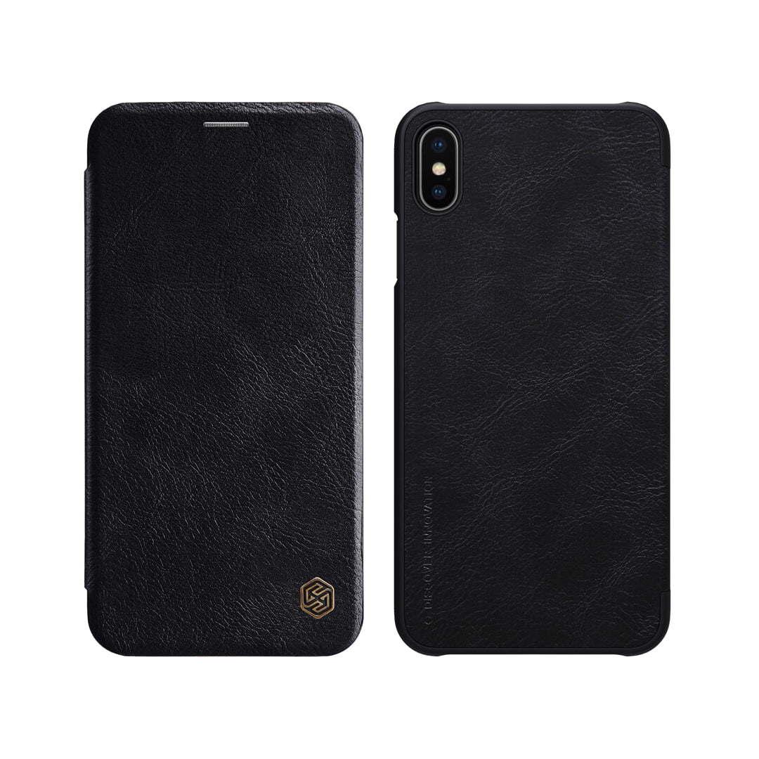 iPhone XS Max Genuine QIN Leather Flip Case