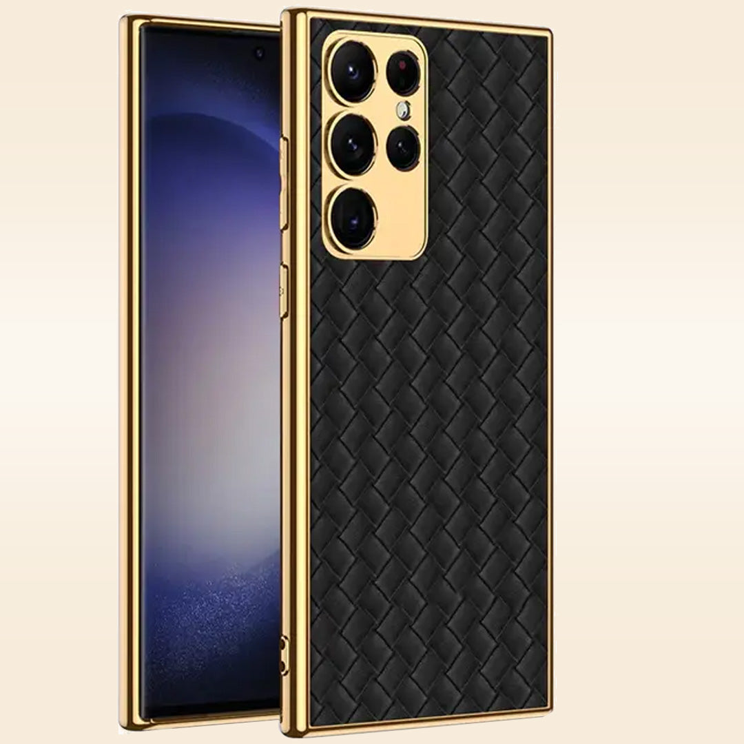 Leather Woven Gold Plated Case - Samsung