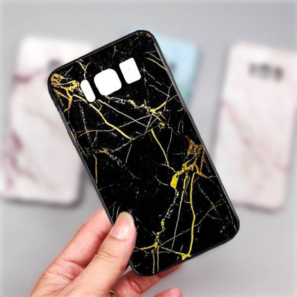 Galaxy S8 Plus Gold Dust Texture Marble Glass Case