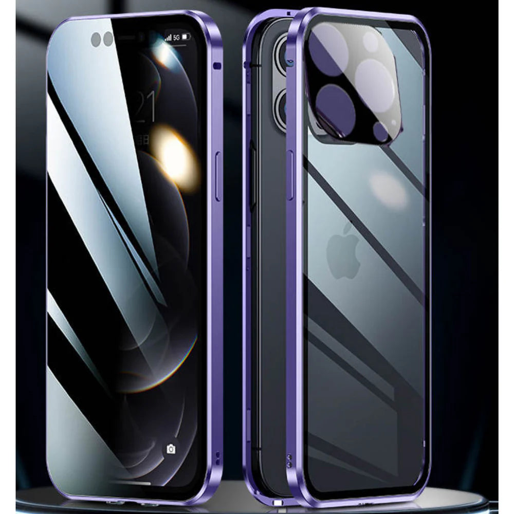 360° Anti Peep Magnetic Titanium Metal Case with Magic Screen Protector ( iPhone )