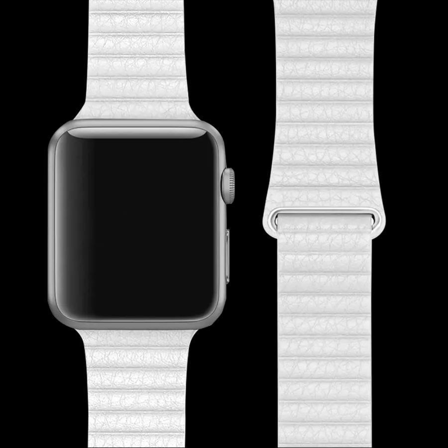 Coteetci ® Leather Loop Strap for Apple Watch - White