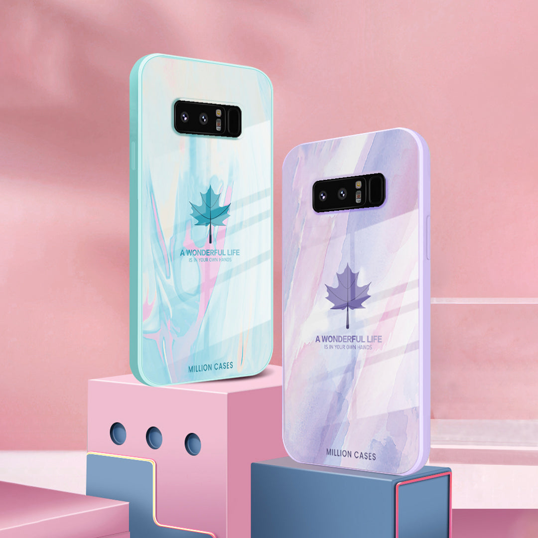 Galaxy Note 8 Watercolor Mapple Leaf Glass Case