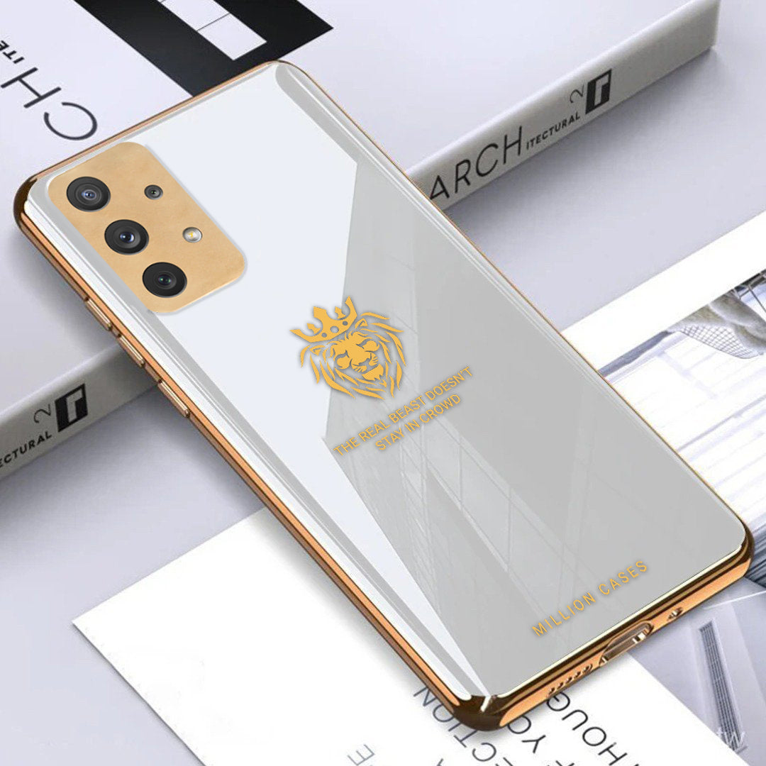 Lion Pattern Electroplating Glass Case - Samsung