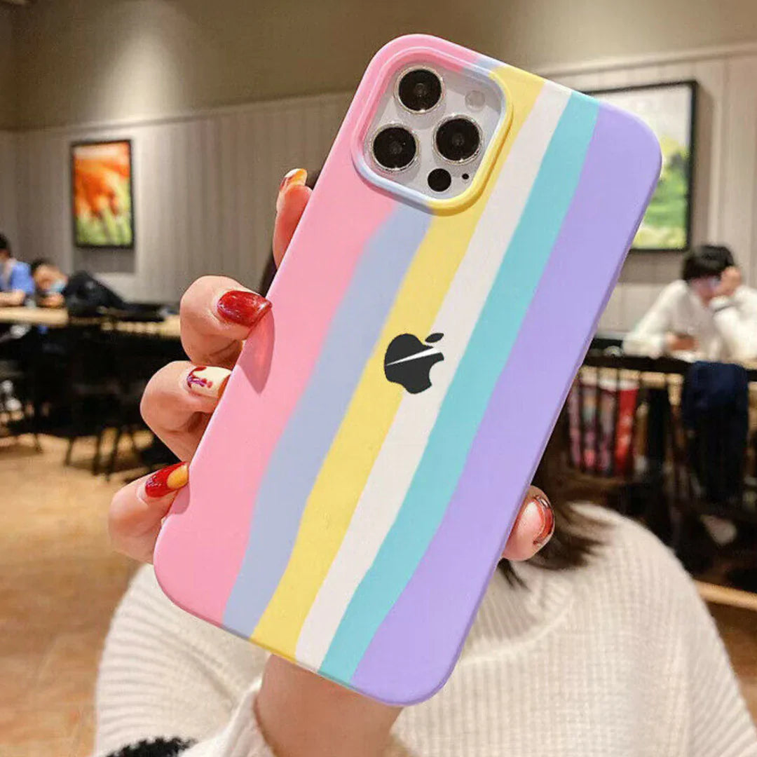 iPhone 12 Pro Max Rainbow Liquid Silicone Logo Case