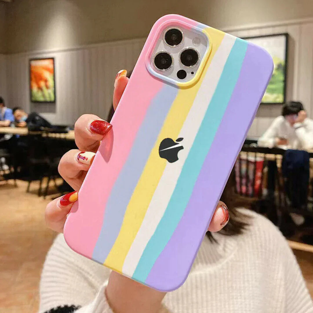 iPhone 13 Series Rainbow Liquid Silicone Logo Case