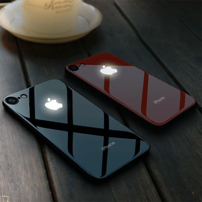 iPhone 7/8 LED Logo Glass Back Case