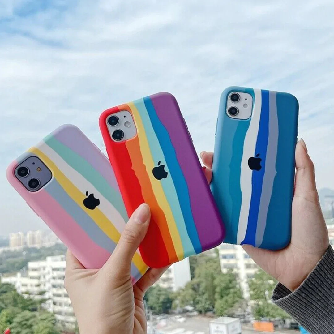 iPhone 12 Rainbow Liquid Silicone Logo Case