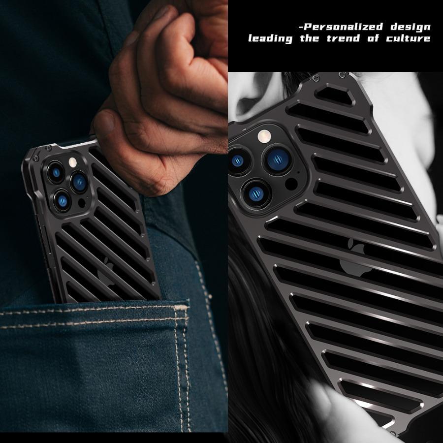 iPhone 14 R-Just Aluminium Alloy Grill Case