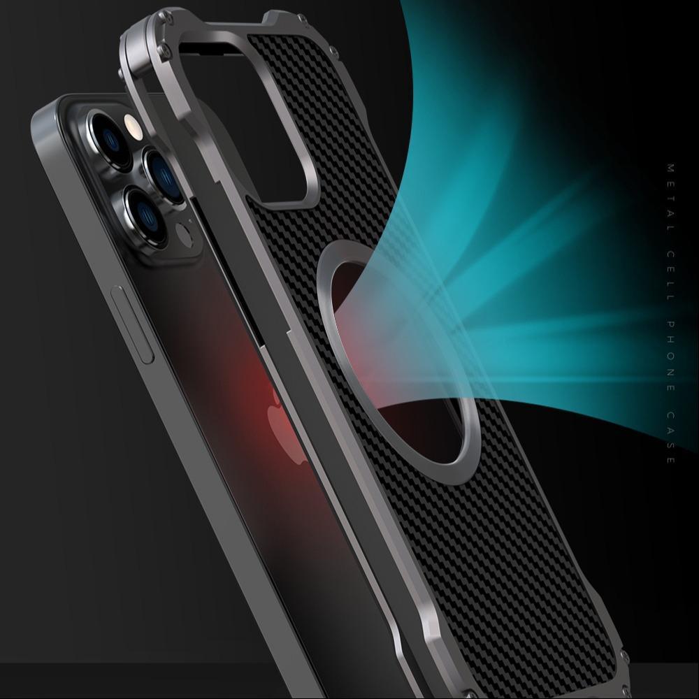 iPhone 14 Series R-Just Aluminium Carbon Fiber Case