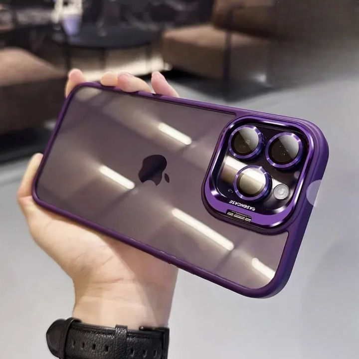 Luxury Camera Lens Flip Bracket Case - iPhone