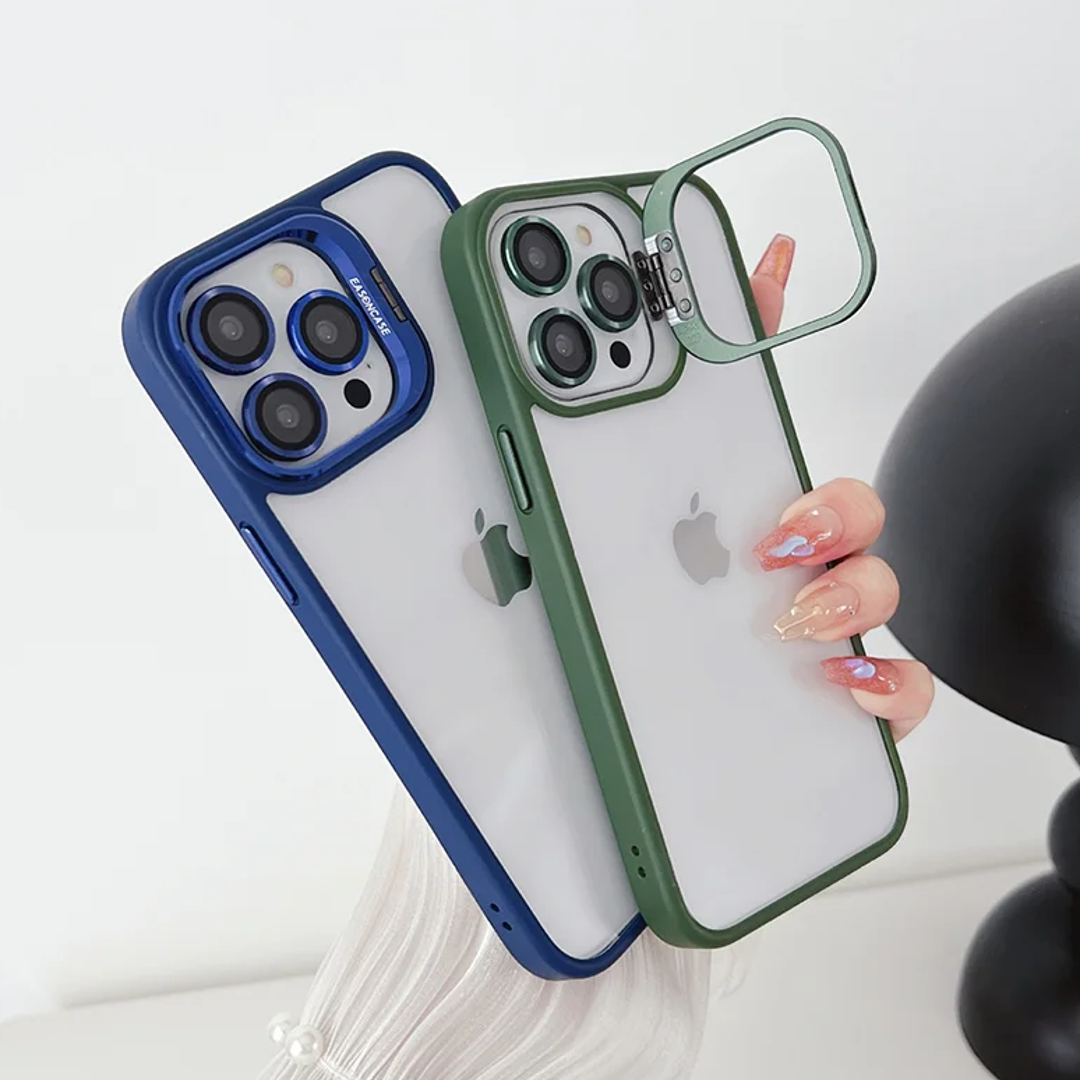 Luxury Camera Lens Flip Bracket Case - iPhone