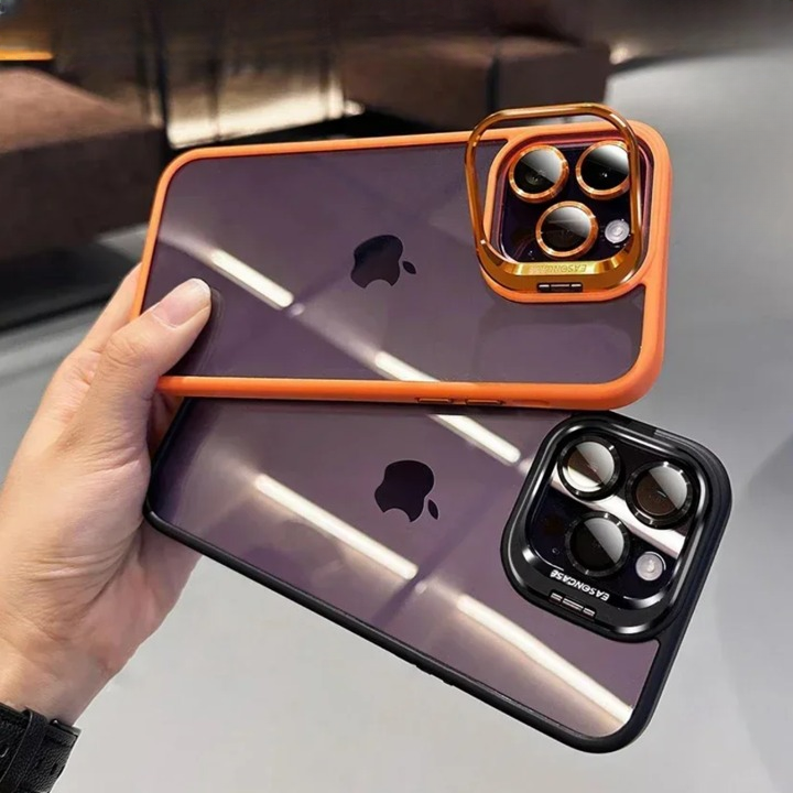 Luxury Camera Lens Flip Bracket Case - iPhone