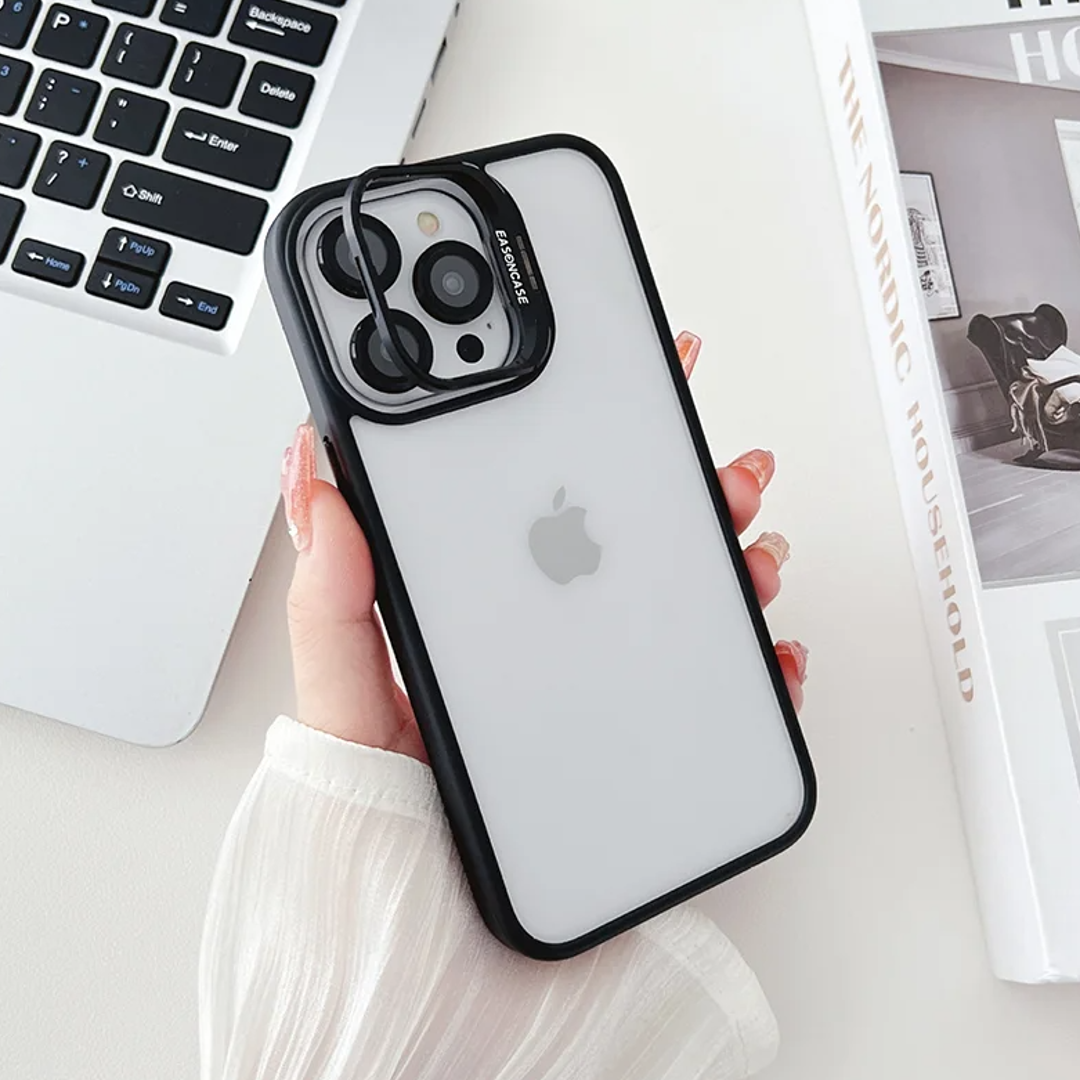 Luxury Camera Lens Flip Bracket Case - iPhone