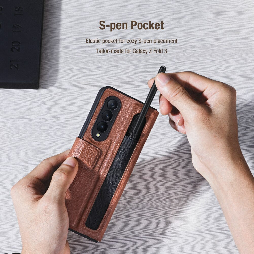 Nillkin ® Galaxy Z Fold4 Luxury Leather Case With Pen Pocket