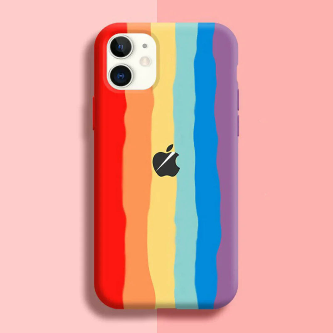 iPhone 12 Pro Max Rainbow Liquid Silicone Logo Case