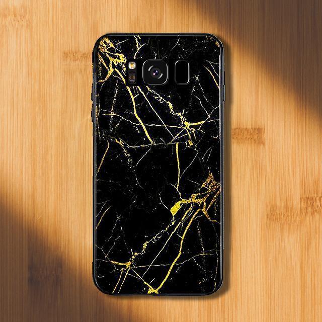 Galaxy S Series Gold Dust Texture Marble Glass Case