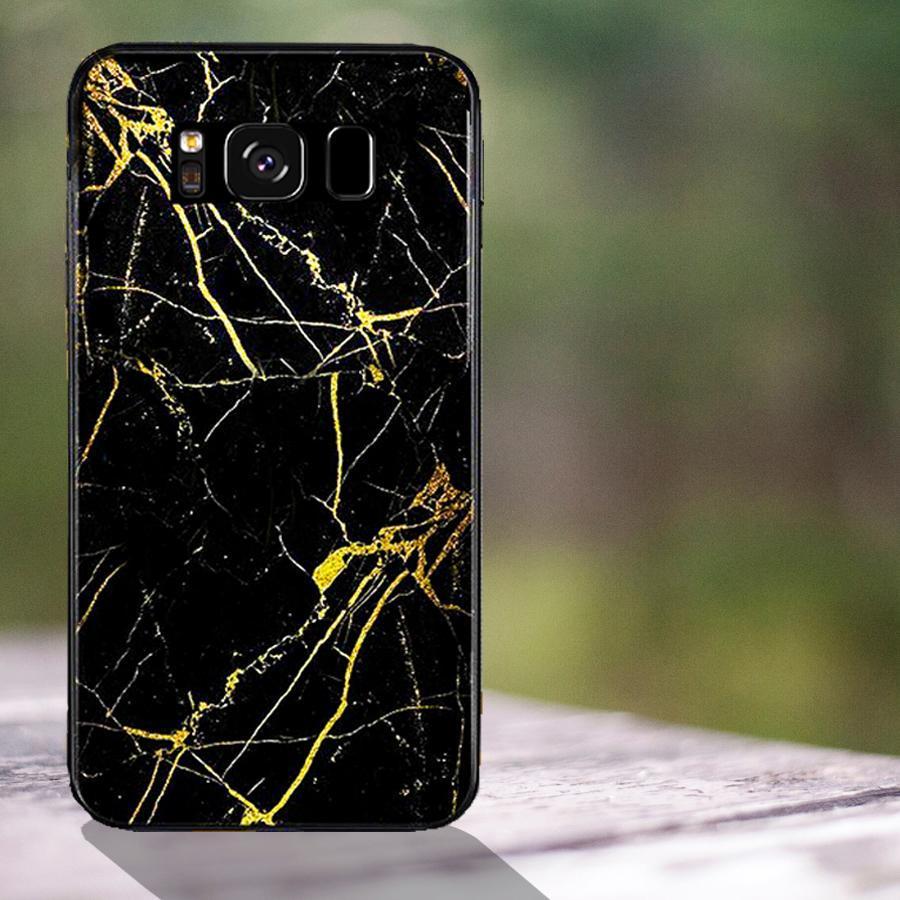 Galaxy S8 Plus Gold Dust Texture Marble Glass Case