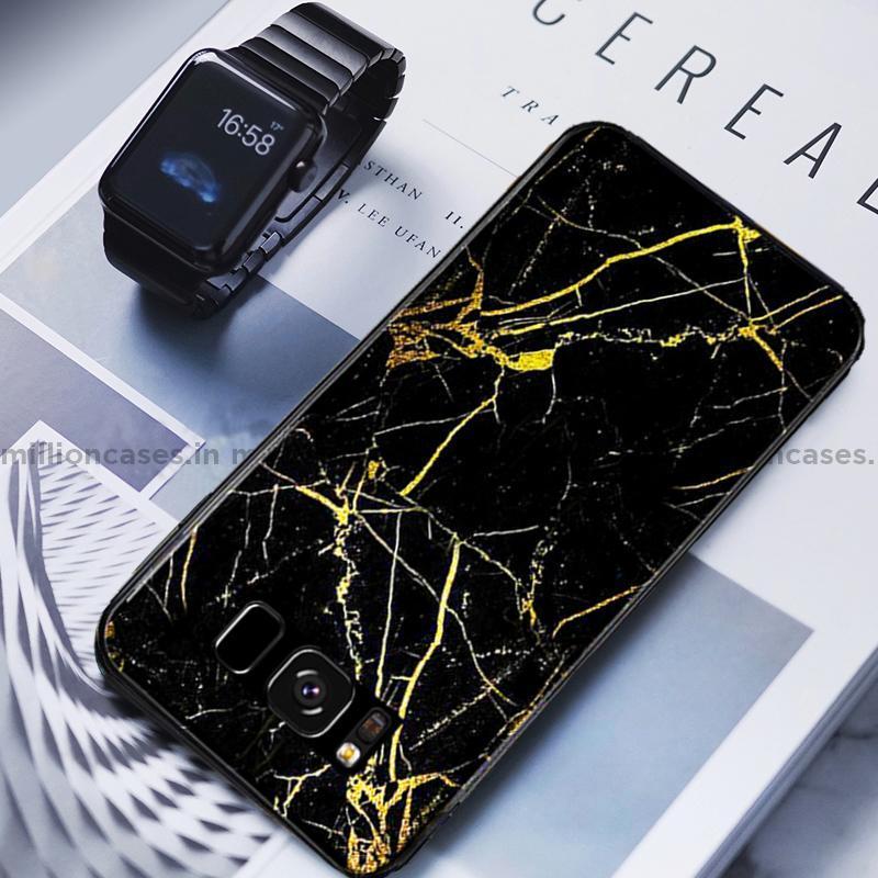 Galaxy S8 Plus Gold Dust Texture Marble Glass Case