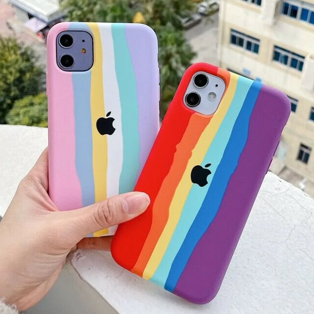 iPhone 12 Pro Max Rainbow Liquid Silicone Logo Case