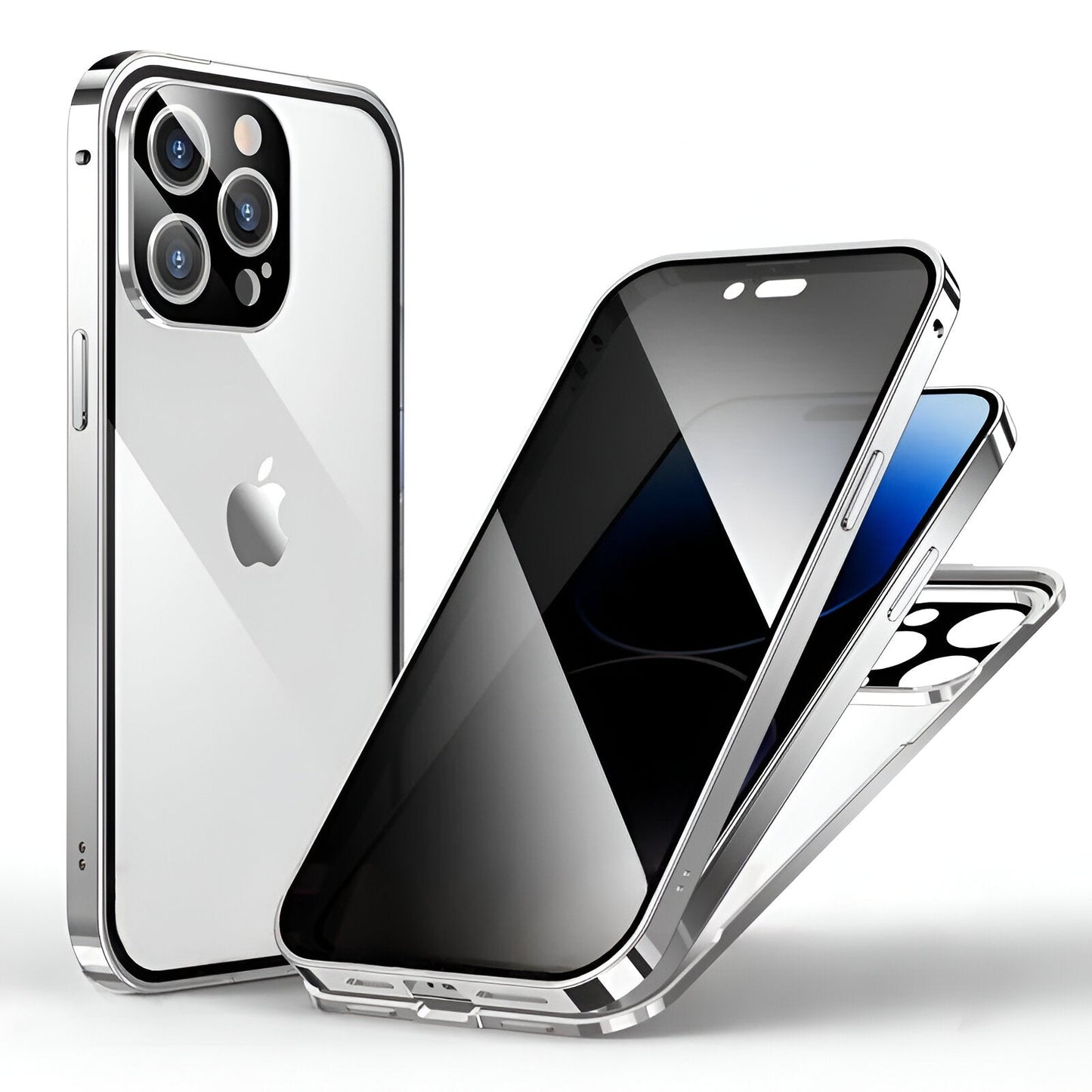 360° Anti Peep Magnetic Titanium Metal Case with Magic Screen Protector ( iPhone )